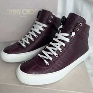 Jimmy Choo Mens Belgravi Burgandy/Silver Hightop